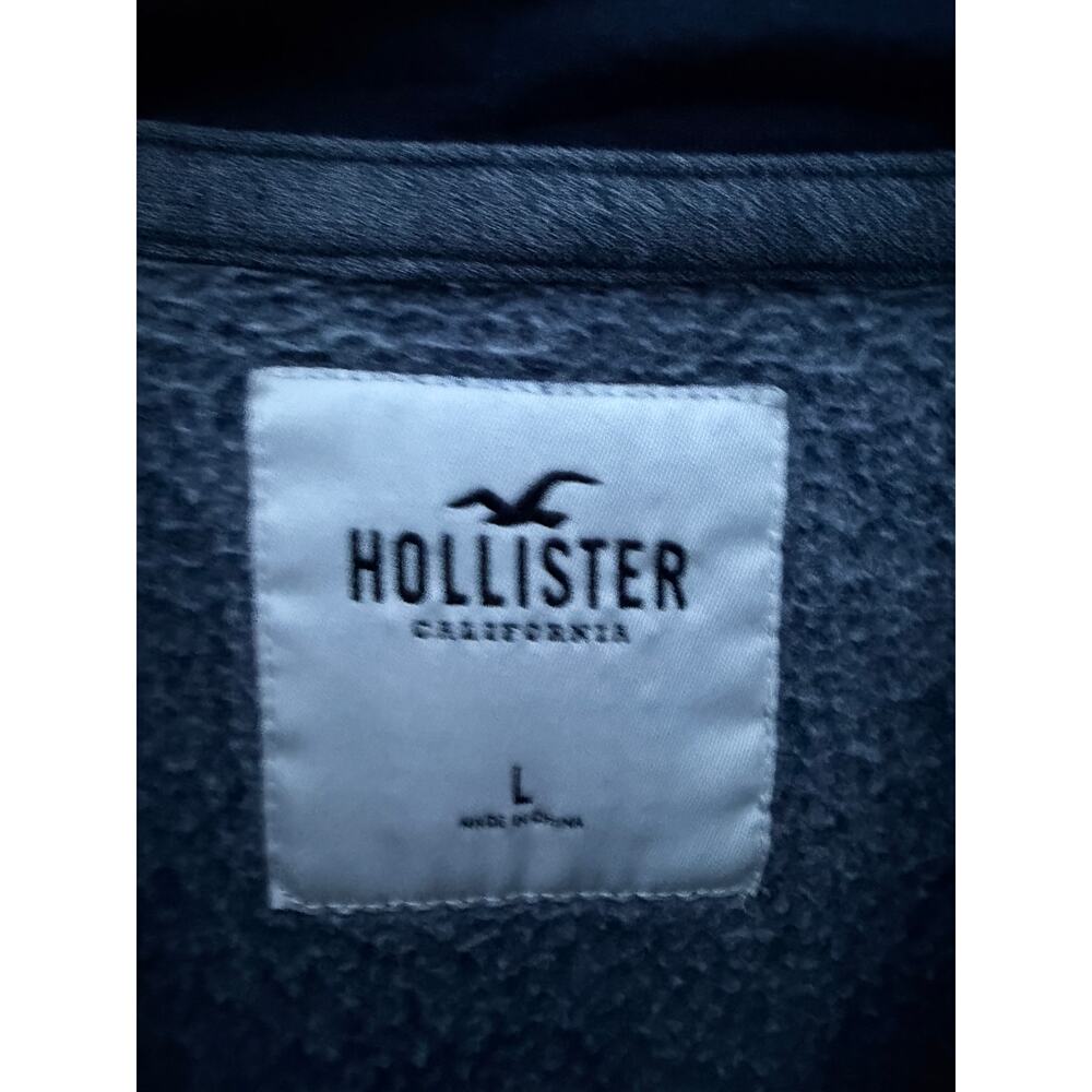 Hollister Hoodie Mens Large Blue and Gray w/ Logo Pullover Sweatshirt California - Picture 3 of 4